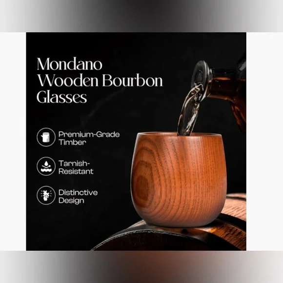 Mondano Wooden Bourbon Cups, Jujube Wood Bourbon Glasses, Set of Two - Picture 3 of 12